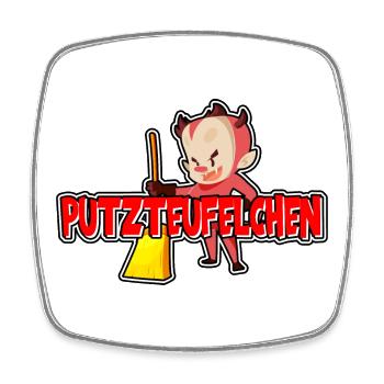 Putzteufelchen - Viereckiger Kühlschrankmagnet - Weiß - Vorne