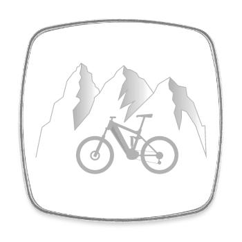 e Mountainbike, Alpen Trail - Viereckiger Kühlschrankmagnet - Weiß - Vorne