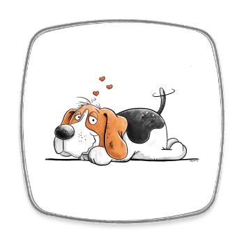 Beagle Love I Dog Comic I Dog - Square fridge magnet - white - Front