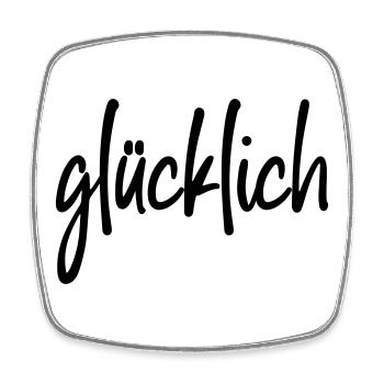 glücklich - Viereckiger Kühlschrankmagnet - Weiß - Vorne