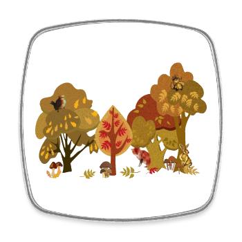 Herbstwald Tierwelt Silhouette - Viereckiger Kühlschrankmagnet - Weiß - Vorne