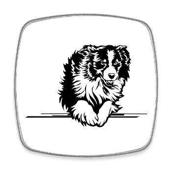 Australian Shepherd - Viereckiger Kühlschrankmagnet - Weiß - Vorne