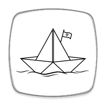 Papierboot Papierschiff - Viereckiger Kühlschrankmagnet - Weiß - Vorne