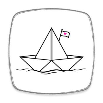 Papierschiff Papierboot  - Viereckiger Kühlschrankmagnet - Weiß - Vorne
