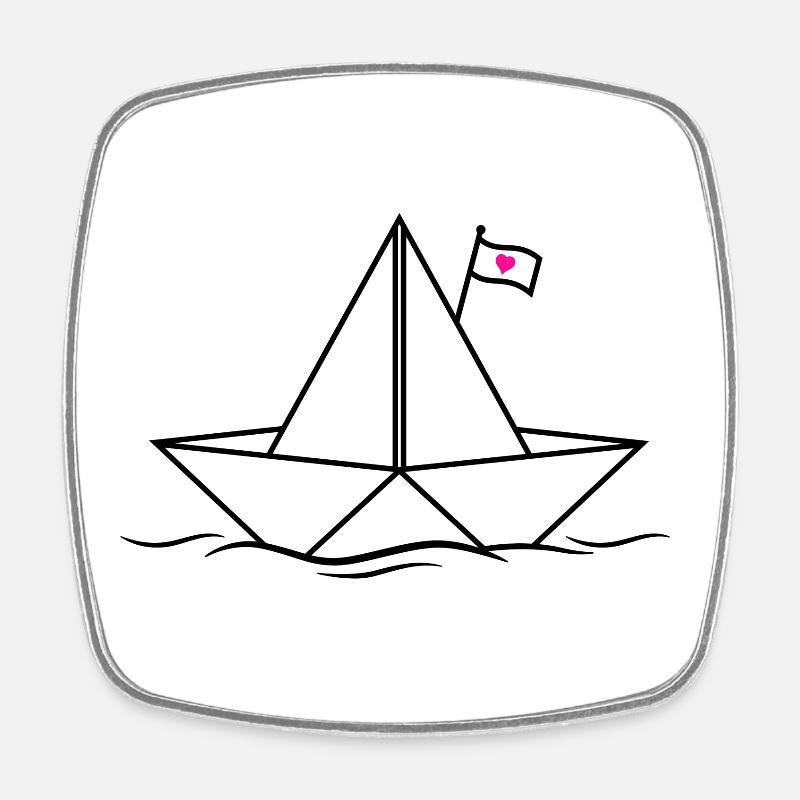 Papierschiff Papierboot - Viereckiger Kühlschrankmagnet - Weiß