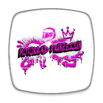 Motorcycle Princess Graffiti Design - Square fridge magnet - white - Front