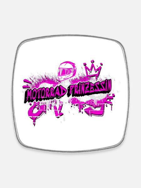 Moottoripyörä Princess Graffiti Design - Nelikulmainen jääkaappimagneetti - valkoinen