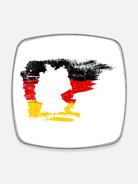 Germany Map in Flag Brush - Square fridge magnet - white