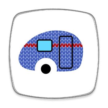 Caravan Strickmuster Wohnwagen Camping Winter - Viereckiger Kühlschrankmagnet - Weiß - Vorne