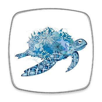 fantasievolle blaue Wasserschildkröte mit Korallen - Viereckiger Kühlschrankmagnet - Weiß - Vorne