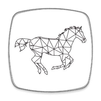 Geometrisches Galopp-Polygonpferd - Viereckiger Kühlschrankmagnet - Weiß - Vorne
