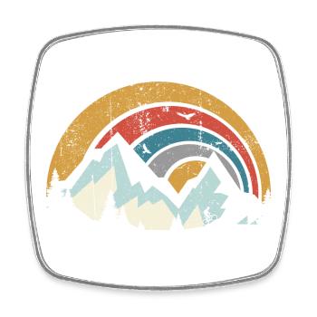 Retro Mountain Sunset Arc - Viereckiger Kühlschrankmagnet - Weiß - Vorne