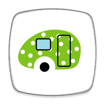 Caravan Wohnwagen grün Punkte Camping Ostern Ei - Viereckiger Kühlschrankmagnet - Weiß - Vorne