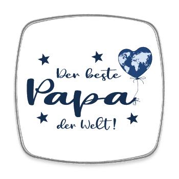 Der beste Papa der Welt mit Herz und Weltkarte - Viereckiger Kühlschrankmagnet - Weiß - Vorne