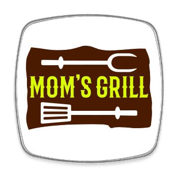 Mom's grill (wooden board, grill fork, grill turner) - Square fridge magnet - white - Front