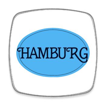 Hamburg Retro Schriftlogo Blau Oval - Viereckiger Kühlschrankmagnet - Weiß - Vorne