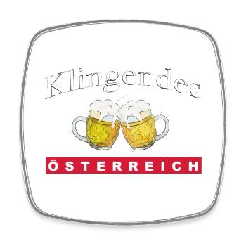 Klingendes Österreich - Bierkrüge - Viereckiger Kühlschrankmagnet - Weiß - Vorne