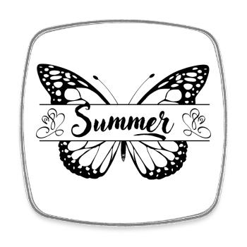 Motif d’été avec papillon, femmes cadeaux - Magnet carré - blanc - Devant