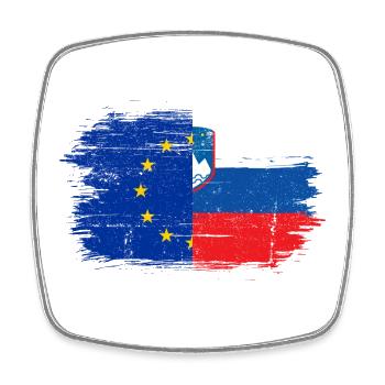 Fusion der EU-Slowenien-Flagge - Viereckiger Kühlschrankmagnet - Weiß - Vorne
