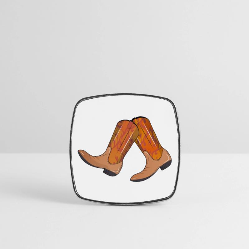 extravagant western boots with flame pattern Square fridge magnet