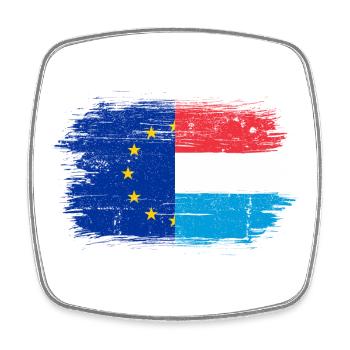 Gebürstete EU-Fusion der niederländischen Flagge - Viereckiger Kühlschrankmagnet - Weiß - Vorne