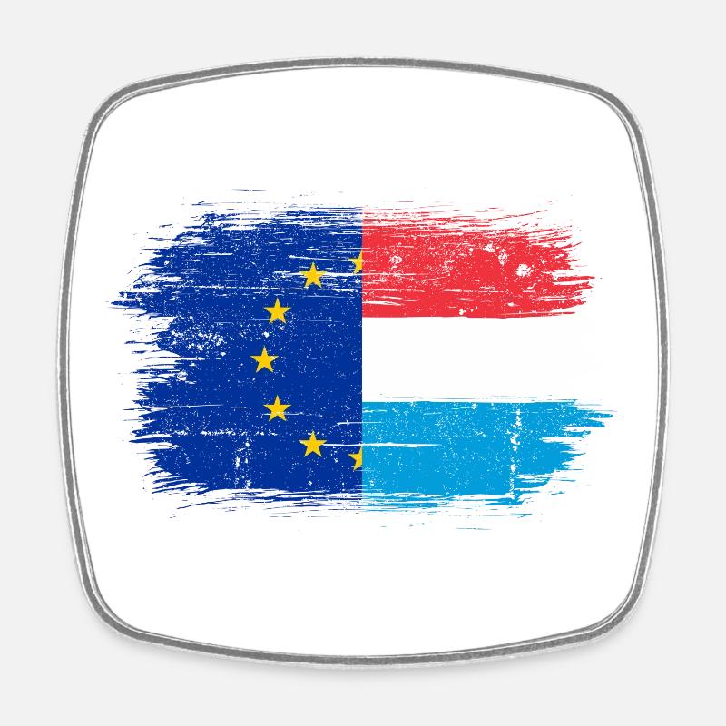 Brushed EU Dutch Flag Fusion - Square fridge magnet - white
