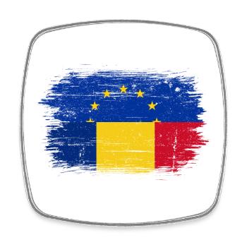EU Stars Over Romanian Flag Brush - Square fridge magnet - white - Front