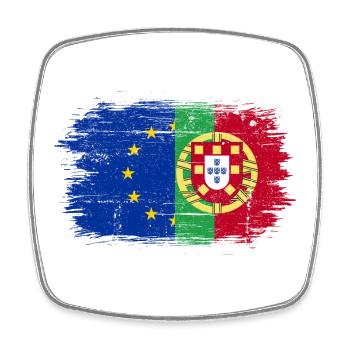EU Portugal Einheit Pinsel Flagge - Viereckiger Kühlschrankmagnet - Weiß - Vorne