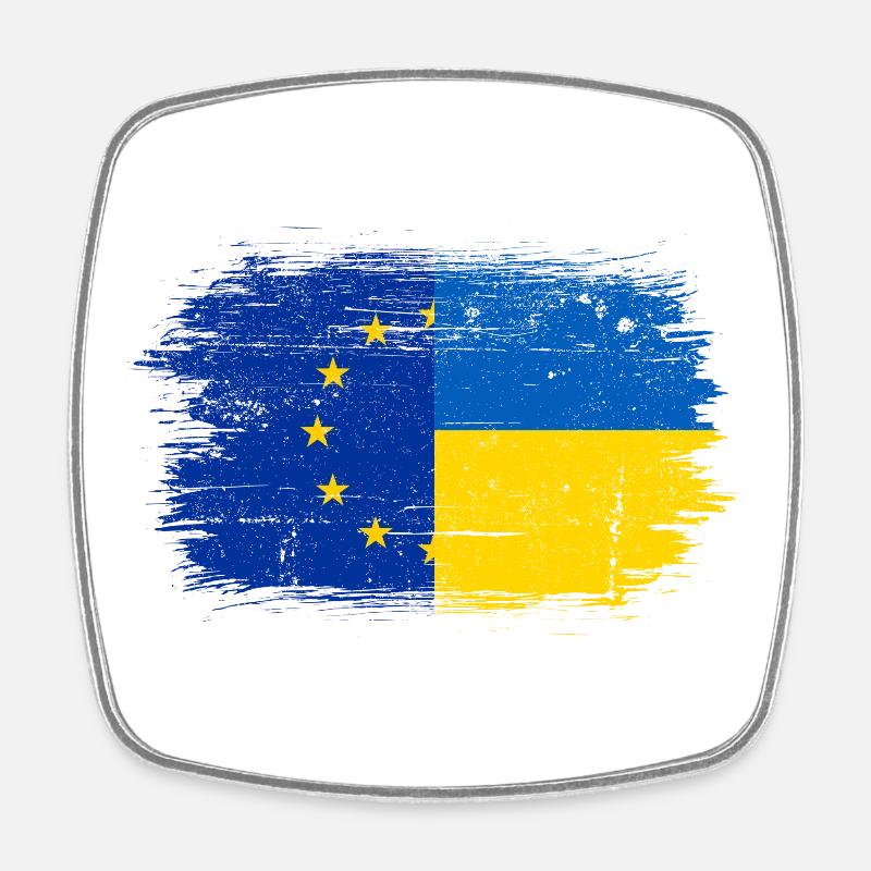 Fusion du drapeau de l’UE et de l’Ukraine - Magnet carré - blanc