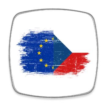 EU Europa Flagge der Tschechischen Republik - Viereckiger Kühlschrankmagnet - Weiß - Vorne