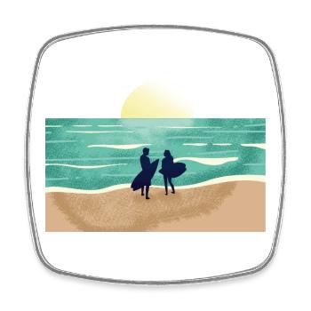 Summer Sunset Surfer - Viereckiger Kühlschrankmagnet - Weiß - Vorne