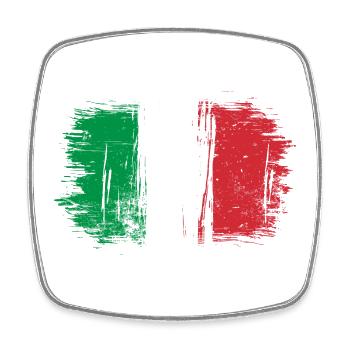 Drapeau italien coups de pinceau - Magnet carré - blanc - Devant