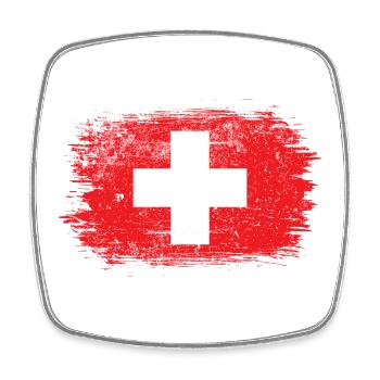 Red Brush Swiss Cross Design - Viereckiger Kühlschrankmagnet - Weiß - Vorne
