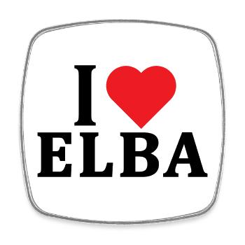T-Shirt Ich liebe Elba T-Shirt Geschenkidee - Viereckiger Kühlschrankmagnet - Weiß - Vorne