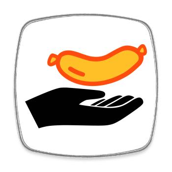 Hand reicht Würstchen - Viereckiger Kühlschrankmagnet - Weiß - Vorne