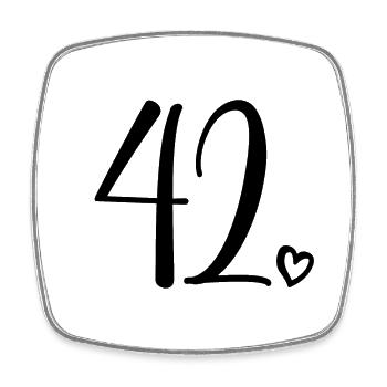 Cute Number 42, 42 Years Old, 42nd Birthday Gift - Square fridge magnet - white - Front