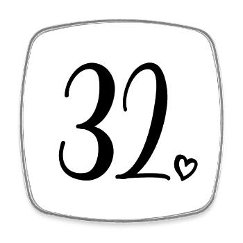 Cute Number 32, 32 Years Old, 32nd Birthday Gift - Square fridge magnet - white - Front