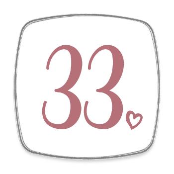 Süße Nummer 33, 33 Jahre alt, Geschenk zum 33. Geburtstag - Viereckiger Kühlschrankmagnet - Weiß - Vorne