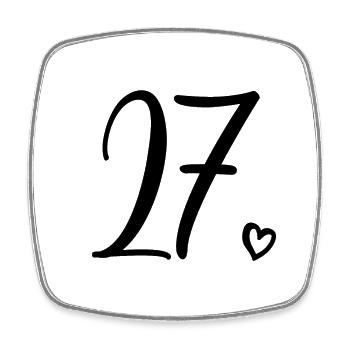 Cute Number 27, 27 Years Old, 27th Birthday Gift - Square fridge magnet - white - Front