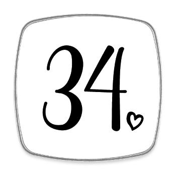 Mignon numéro 34, 34 ans, cadeau de 34e anniversaire - Magnet carré - blanc - Devant