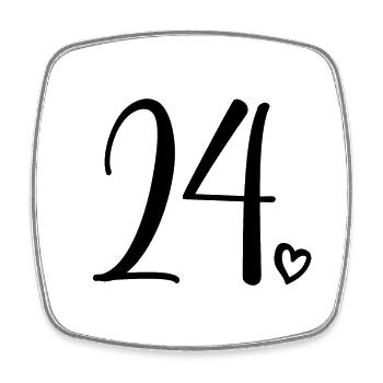 Süße Nummer 24, 24 Jahre alt, Geschenk zum 24. Geburtstag - Viereckiger Kühlschrankmagnet - Weiß - Vorne
