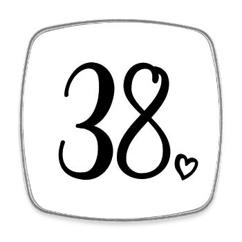 Cute Number 38, 38 Years Old, 38th Birthday Gift - Square fridge magnet - white - Front