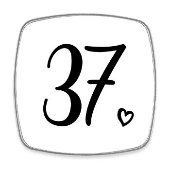 Cute Number 37, 37 Years Old, 37th Birthday Gift - Square fridge magnet - white - Front