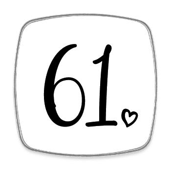 Cute Number 61, 61 Years Old, 61st Birthday Gift - Square fridge magnet - white - Front