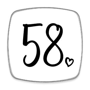 Cute Number 58, 58 Years Old, 58th Birthday Gift - Square fridge magnet - white - Front