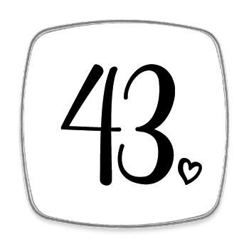 Süße Nummer 43, 43 Jahre alt, Geschenk zum 43. Geburtstag - Viereckiger Kühlschrankmagnet - Weiß - Vorne