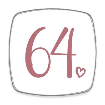 Cute Number 64, 64 Years Old, 64th Birthday Gift - Square fridge magnet - white - Front