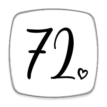 Cute Number 72, 72 Years Old, 72nd Birthday Gift - Square fridge magnet - white - Front