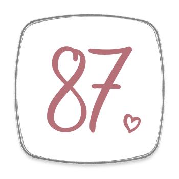 Cute Number 87, 87 Years Old, 87th Birthday Gift - Square fridge magnet - white - Front