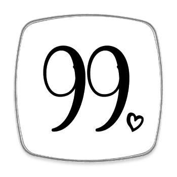 Mignon numéro 99, 99 ans, cadeau de 99e anniversaire - Magnet carré - blanc - Devant